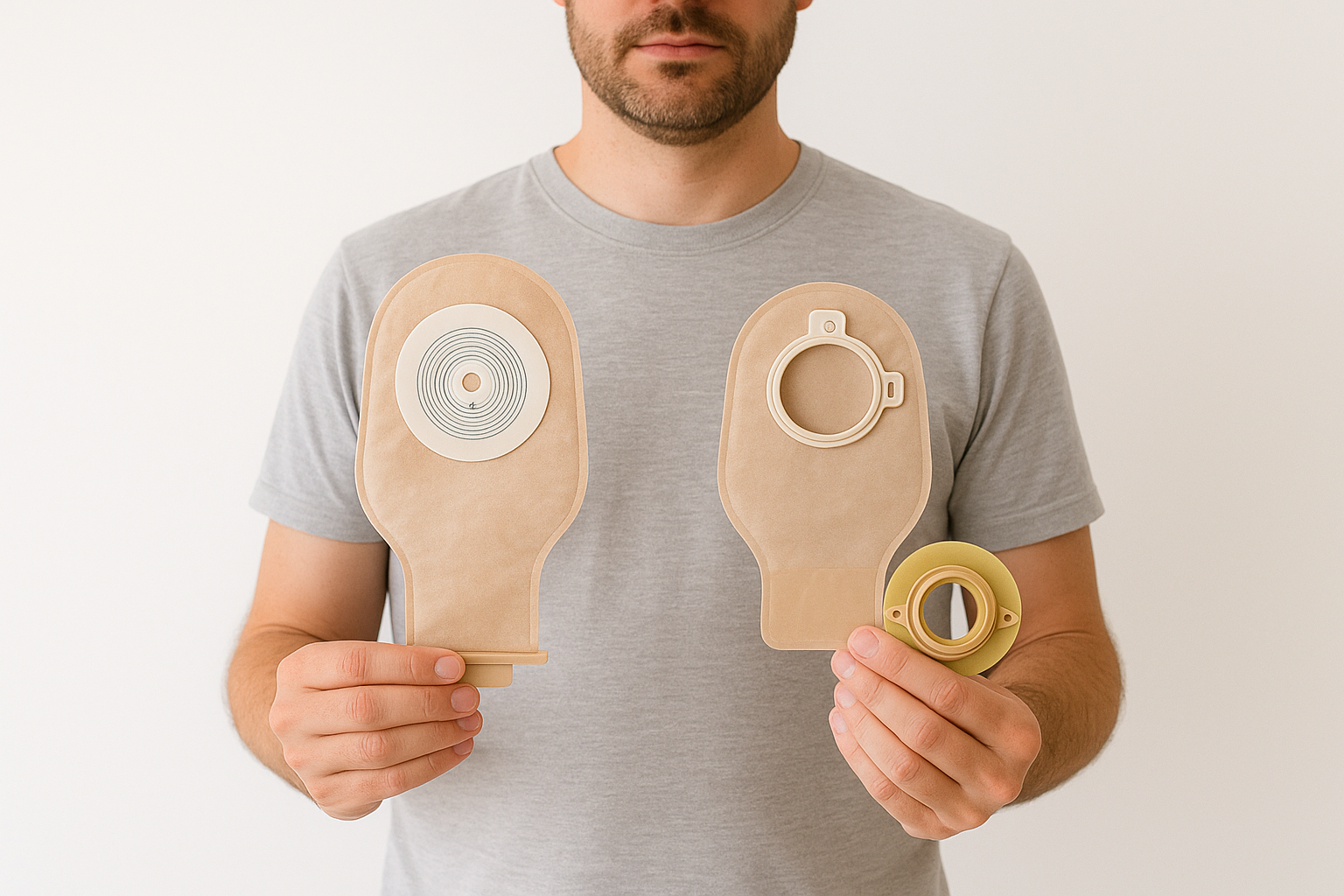 Diferencias de bolsas de ostomía Tipos de bolsas para colostomía en Venezuela - 1 pieza y 2 piezas